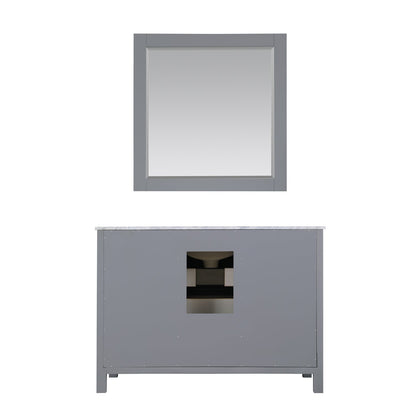 Kinsley 48" Single Bathroom Vanity Set in Gray and Carrara White Marble Countertop with Mirror