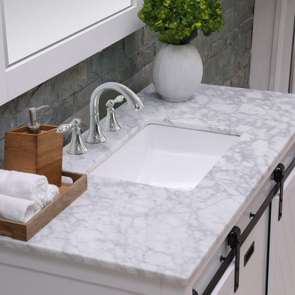 Kinsley 48" Single Bathroom Vanity Set in White and Carrara White Marble Countertop without Mirror