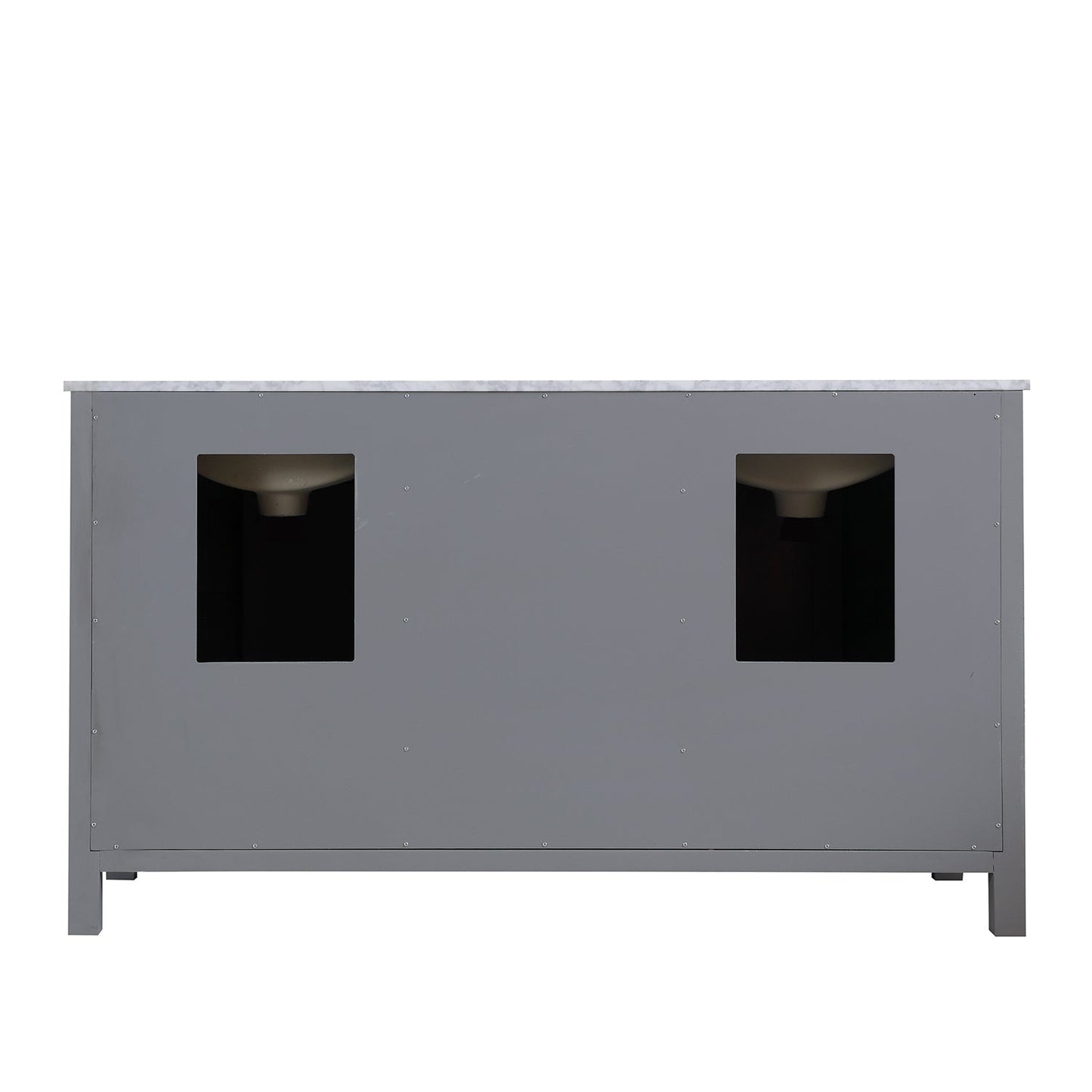 Kinsley 60" Double Bathroom Vanity Set in Gray and Carrara White Marble Countertop without Mirror