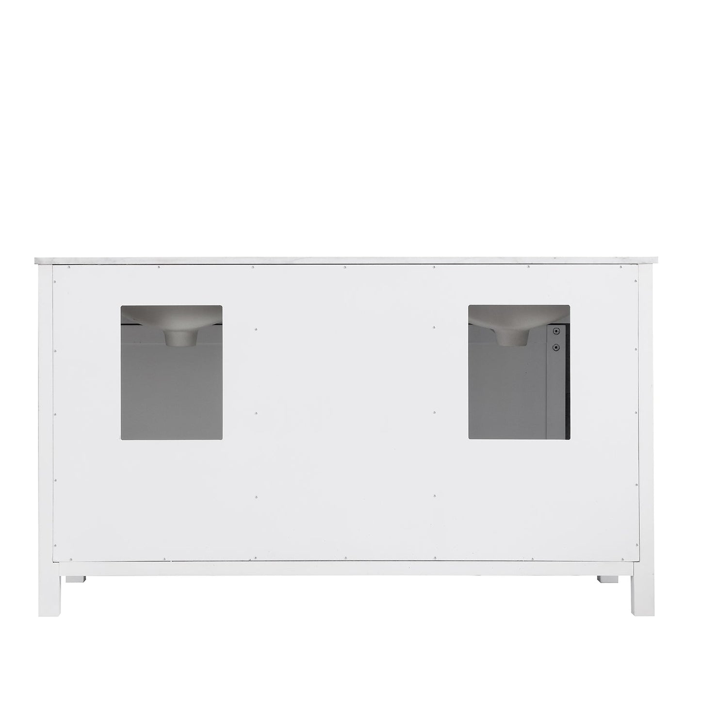 Kinsley 60" Double Bathroom Vanity Set in White and Carrara White Marble Countertop without Mirror