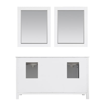 Kinsley 60" Double Bathroom Vanity Set in White and Carrara White Marble Countertop with Mirror