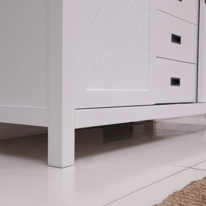 Kinsley 60" Double Bathroom Vanity Set in White and Carrara White Marble Countertop with Mirror