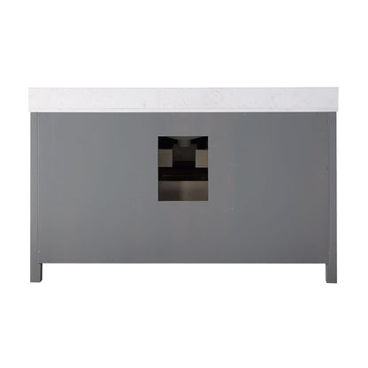Kinsley 60" Single Bathroom Vanity Set in Gray and Aosta White Engineered Stone Countertop without Mirror