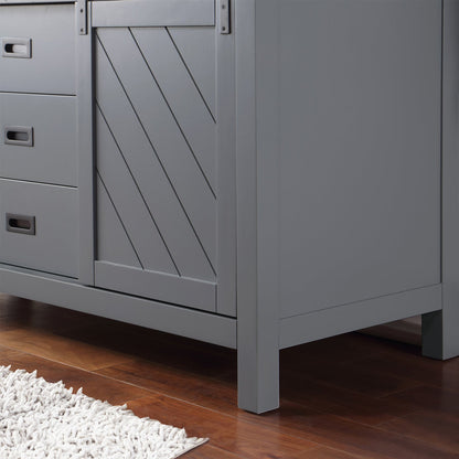 Kinsley 60" Single Bathroom Vanity Set in Gray and Aosta White Engineered Stone Countertop without Mirror