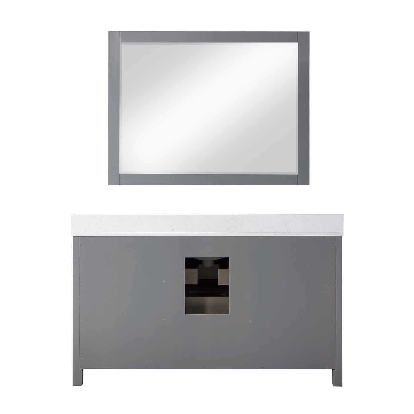 Kinsley 60" Single Bathroom Vanity Set in Gray and Aosta White Engineered Stone Countertop with Mirror