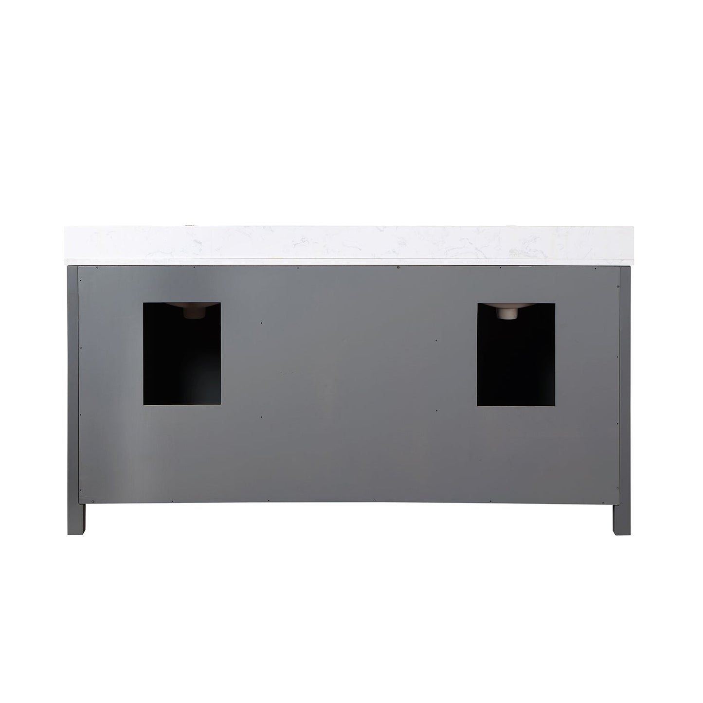 Kinsley 72" Double Bathroom Vanity Set in Gray and Aosta White Engineered Stone Countertop without Mirror