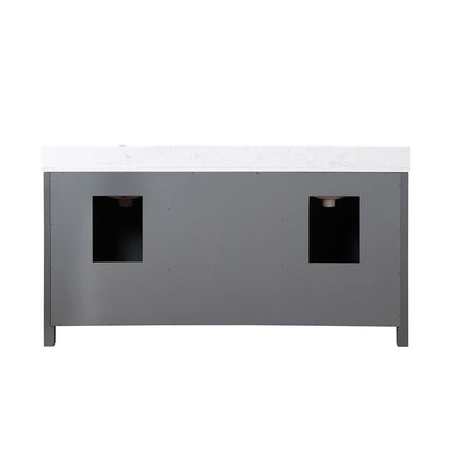 Kinsley 72" Double Bathroom Vanity Set in Gray and Aosta White Engineered Stone Countertop without Mirror