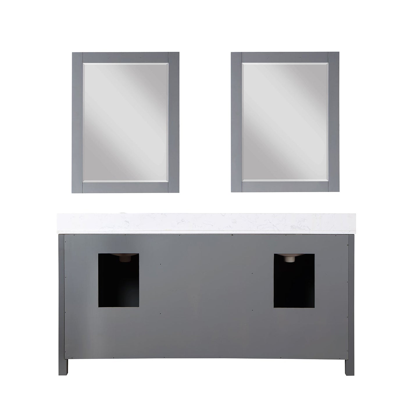 Kinsley 72" Double Bathroom Vanity Set in Gray and Aosta White Engineered Stone Countertop with Mirror