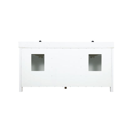 Kinsley 72" Double Bathroom Vanity Set in White and Carrara White Marble Countertop without Mirror
