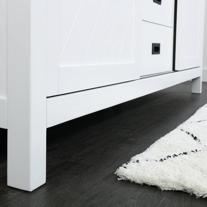Kinsley 72" Double Bathroom Vanity Set in White and Carrara White Marble Countertop with Mirror