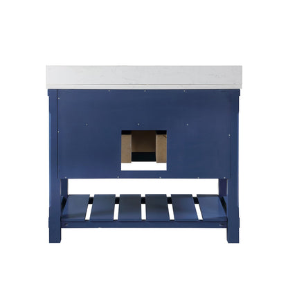 Georgia 42" Single Bathroom Vanity Set in Jewelry Blue and Aosta White Composite Stone Top with White Farmhouse Basin without Mirror
