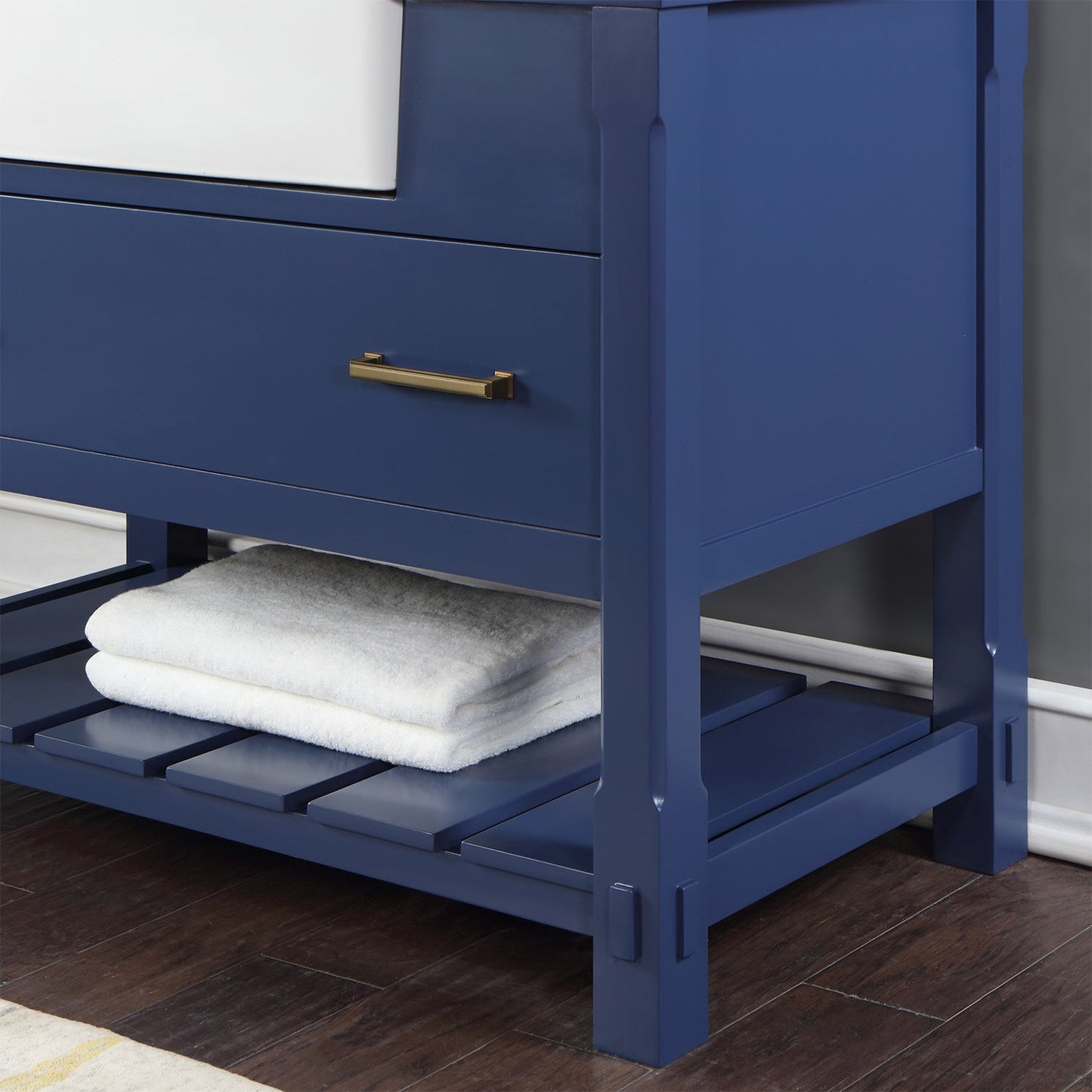 Georgia 42" Single Bathroom Vanity Set in Jewelry Blue and Aosta White Composite Stone Top with White Farmhouse Basin without Mirror