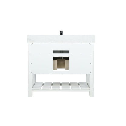 Georgia 42" Single Bathroom Vanity Set in White and Aosta White Composite Stone Top with White Farmhouse Basin without Mirror