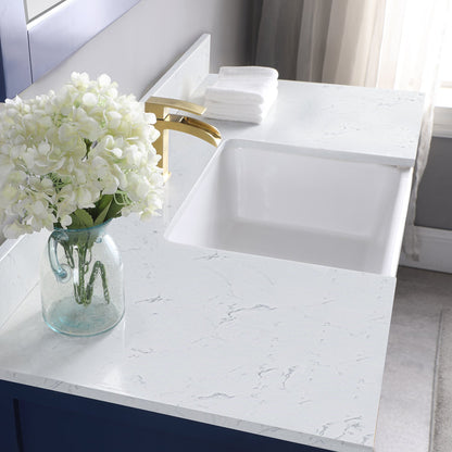 Georgia 48" Single Bathroom Vanity Set in Jewelry Blue and Aosta White Composite Stone Top with White Farmhouse Basin without Mirror