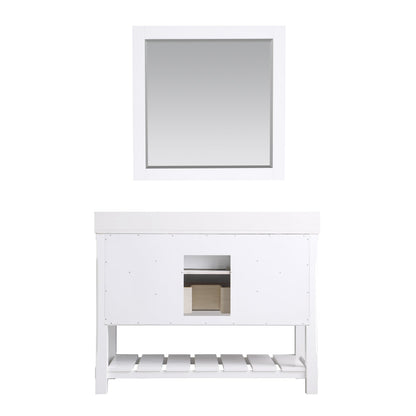 Georgia 48" Single Bathroom Vanity Set in White and Aosta White Composite Stone Top with White Farmhouse Basin with Mirror