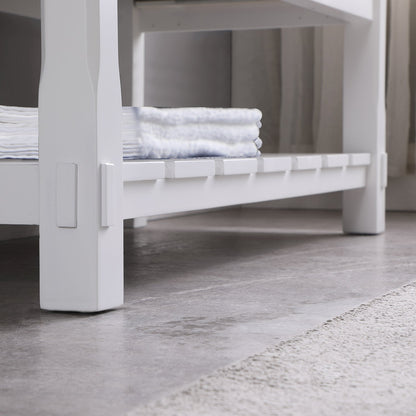 Georgia 48" Single Bathroom Vanity Set in White and Aosta White Composite Stone Top with White Farmhouse Basin with Mirror