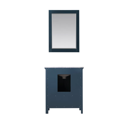 Isla 30" Single Bathroom Vanity Set in Classic Blue and Carrara White Marble Countertop with Mirror