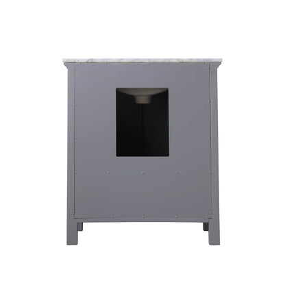 Isla 30" Single Bathroom Vanity Set in Gray and Carrara White Marble Countertop without Mirror