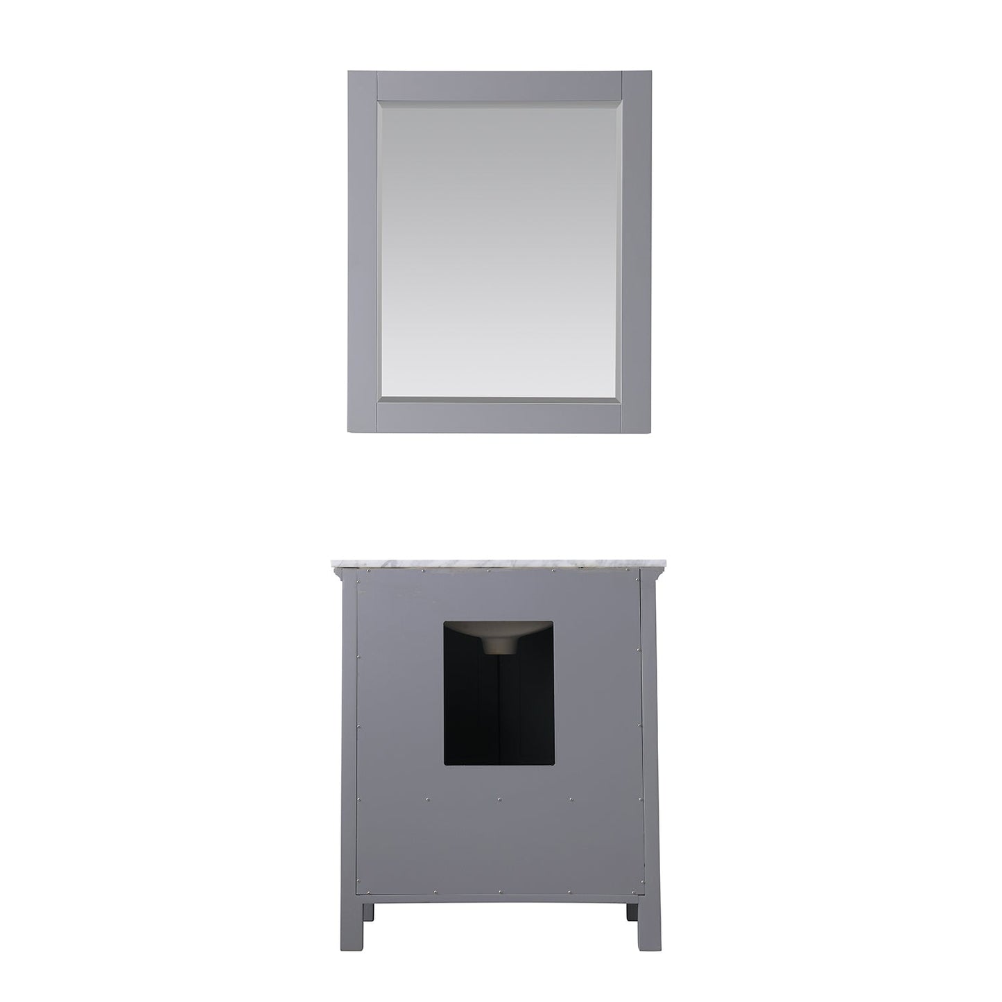 Isla 30" Single Bathroom Vanity Set in Gray and Carrara White Marble Countertop with Mirror