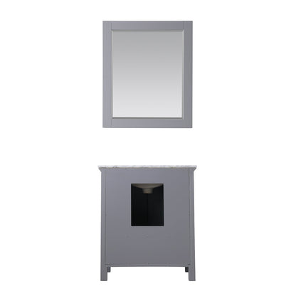 Isla 30" Single Bathroom Vanity Set in Gray and Carrara White Marble Countertop with Mirror