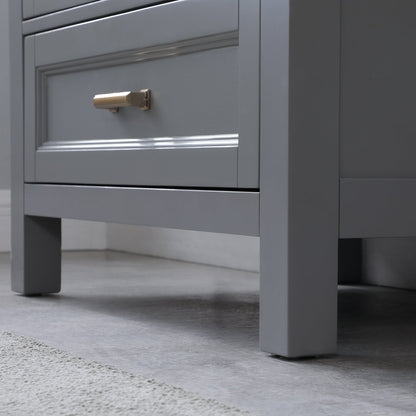 Isla 30" Single Bathroom Vanity Set in Gray and Carrara White Marble Countertop with Mirror