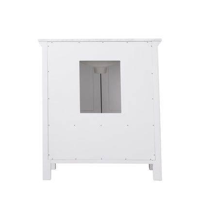 Isla 30" Single Bathroom Vanity Set in White and Carrara White Marble Countertop without Mirror