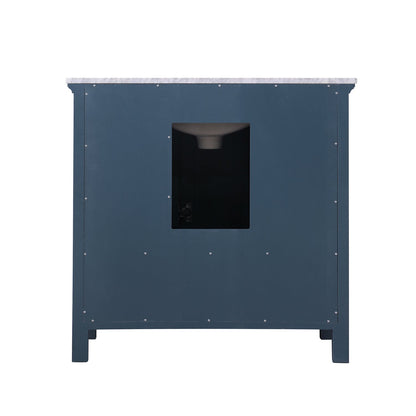 Isla 36" Single Bathroom Vanity Set in Classic Blue and Carrara White Marble Countertop without Mirror