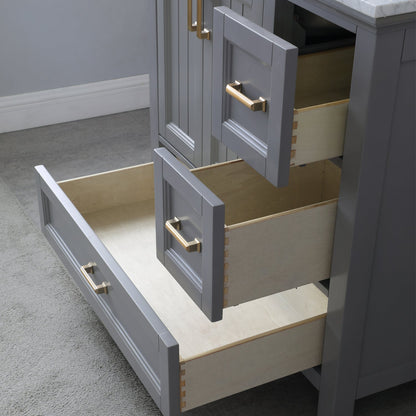 Isla 36" Single Bathroom Vanity Set in Gray and Carrara White Marble Countertop without Mirror
