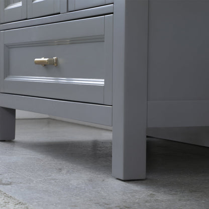 Isla 36" Single Bathroom Vanity Set in Gray and Carrara White Marble Countertop without Mirror