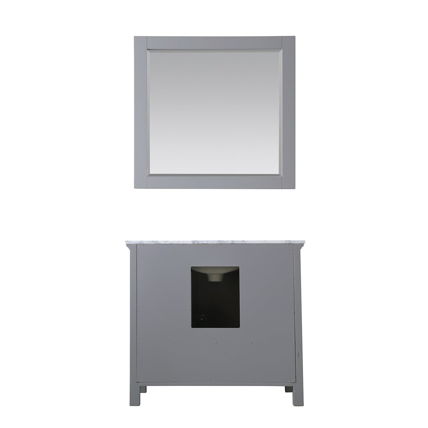 Isla 36" Single Bathroom Vanity Set in Gray and Carrara White Marble Countertop with Mirror