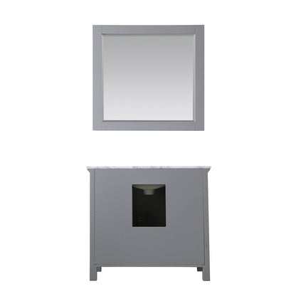 Isla 36" Single Bathroom Vanity Set in Gray and Carrara White Marble Countertop with Mirror