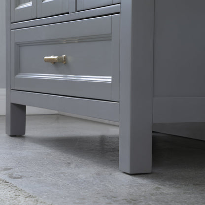Isla 36" Single Bathroom Vanity Set in Gray and Carrara White Marble Countertop with Mirror