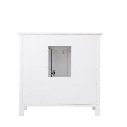 Isla 36" Single Bathroom Vanity Set in White and Carrara White Marble Countertop without Mirror