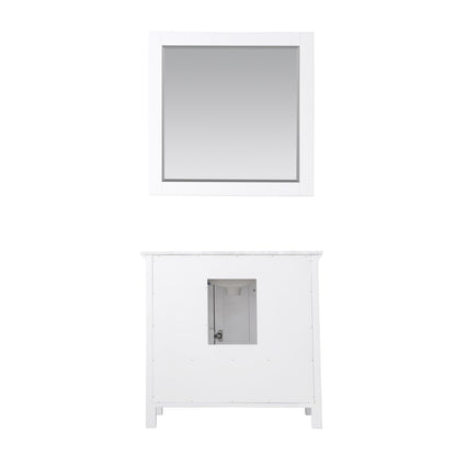 Isla 36" Single Bathroom Vanity Set in White and Carrara White Marble Countertop with Mirror