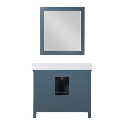 Isla 42" Single Bathroom Vanity Set in Classic Blue and Aosta White Engineered Stone Countertop with Mirror