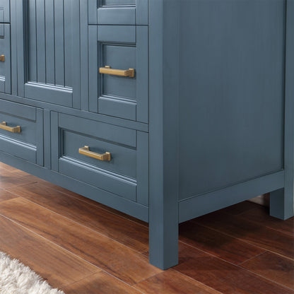 Isla 42" Single Bathroom Vanity Set in Classic Blue and Aosta White Engineered Stone Countertop with Mirror