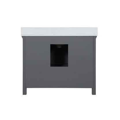 Isla 42" Single Bathroom Vanity Set in Gray and Aosta White Engineered Stone Countertop without Mirror