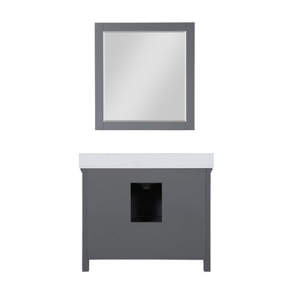 Isla 42" Single Bathroom Vanity Set in Gray and Aosta White Engineered Stone Countertop with Mirror