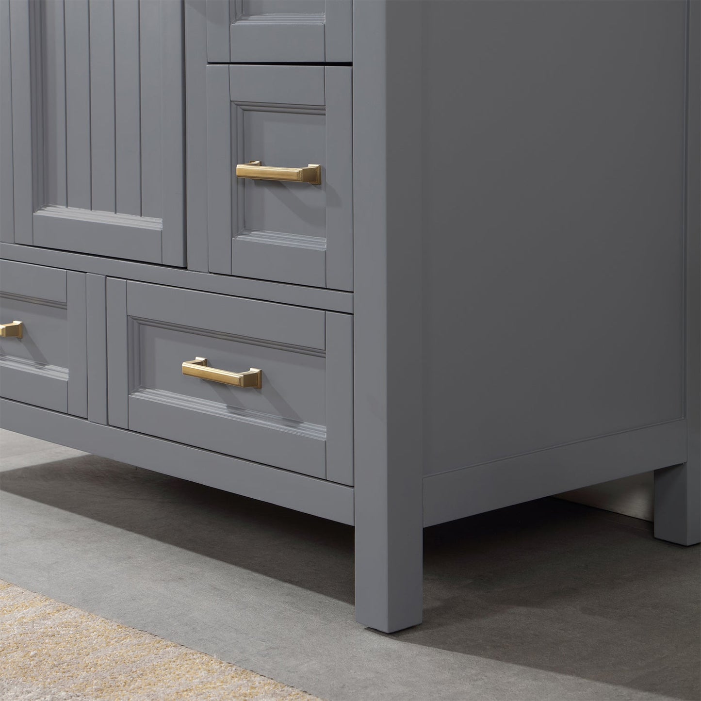 Isla 42" Single Bathroom Vanity Set in Gray and Aosta White Engineered Stone Countertop with Mirror