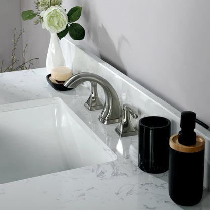 Isla 42" Single Bathroom Vanity Set in White and Aosta White Engineered Stone Countertop without Mirror