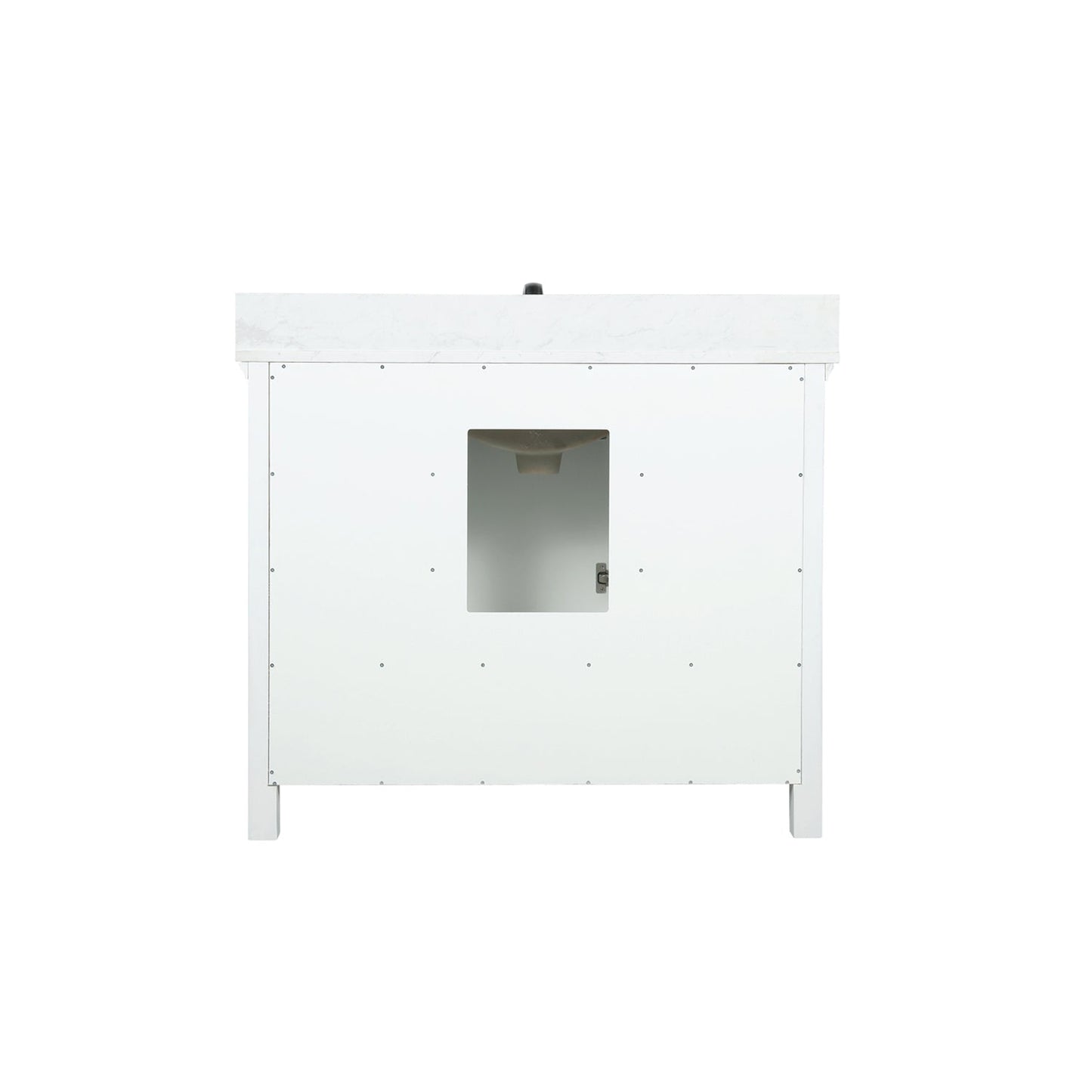 Isla 42" Single Bathroom Vanity Set in White and Aosta White Engineered Stone Countertop without Mirror
