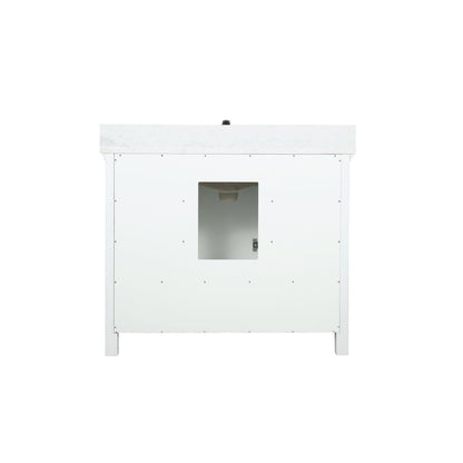 Isla 42" Single Bathroom Vanity Set in White and Aosta White Engineered Stone Countertop without Mirror