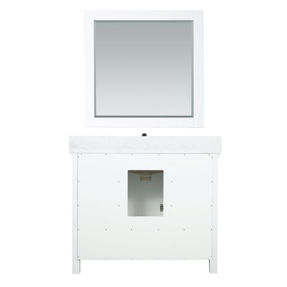 Isla 42" Single Bathroom Vanity Set in White and Aosta White Engineered Stone Countertop with Mirror