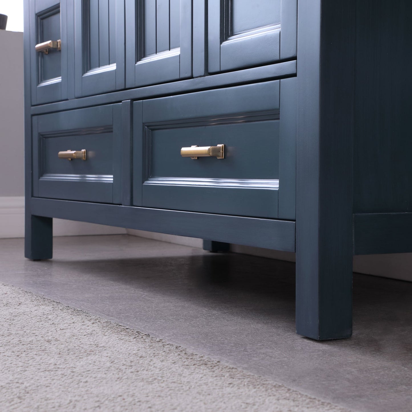 Isla 48" Single Bathroom Vanity Set in Classic Blue and Carrara White Marble Countertop with Mirror