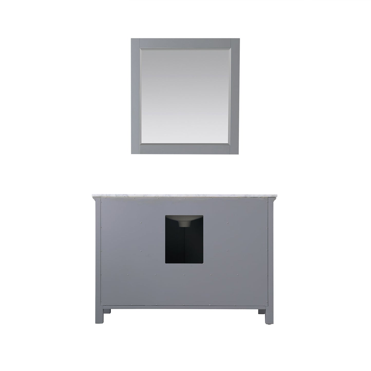 Isla 48" Single Bathroom Vanity Set in Gray and Carrara White Marble Countertop with Mirror