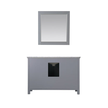 Isla 48" Single Bathroom Vanity Set in Gray and Carrara White Marble Countertop with Mirror
