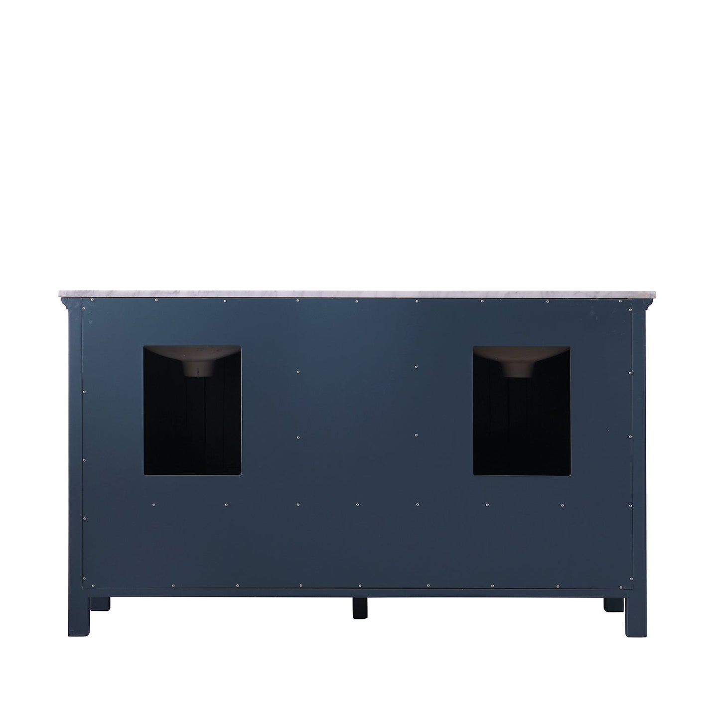 Isla 60" Double Bathroom Vanity Set in Classic Blue and Carrara White Marble Countertop without Mirror