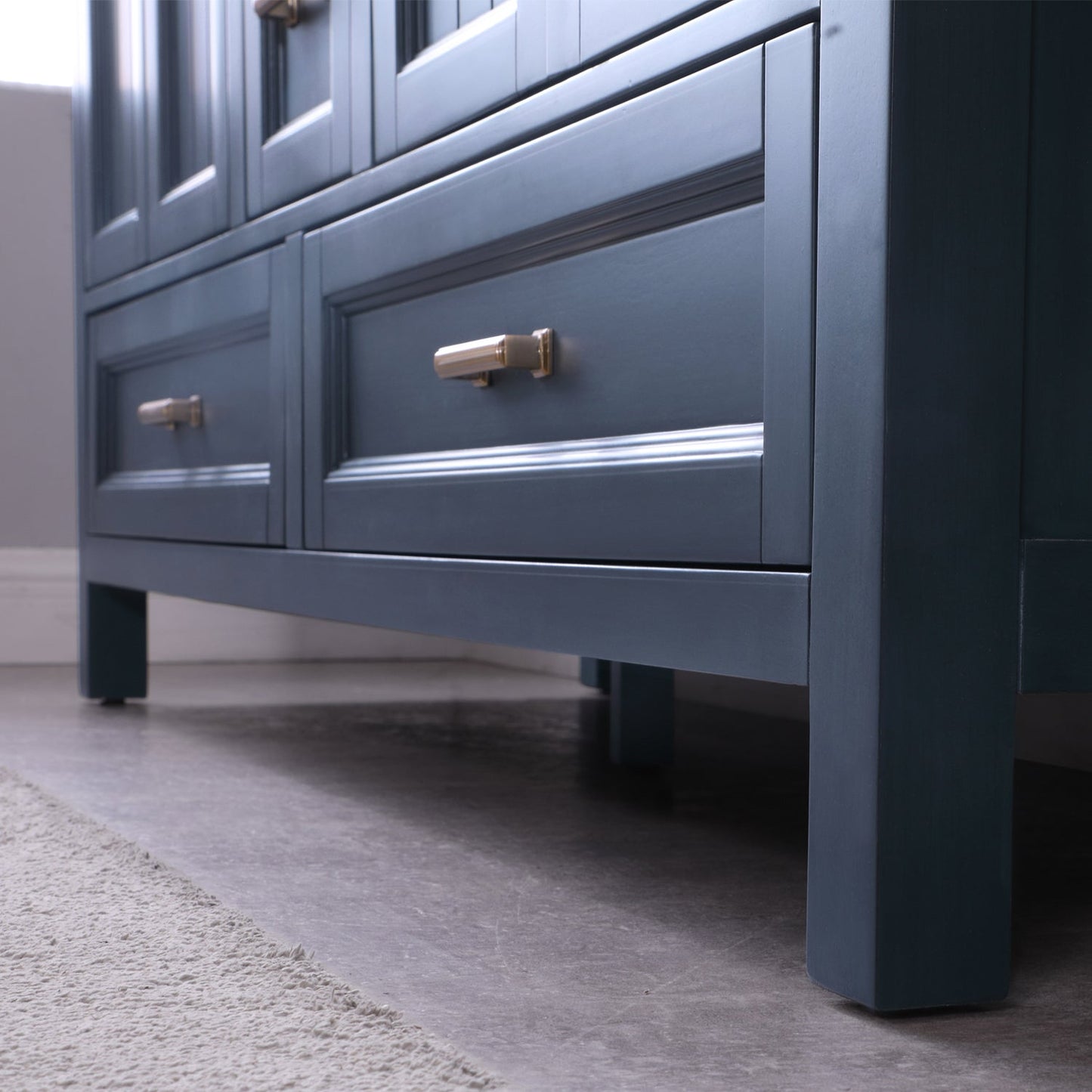 Isla 60" Double Bathroom Vanity Set in Classic Blue and Carrara White Marble Countertop without Mirror