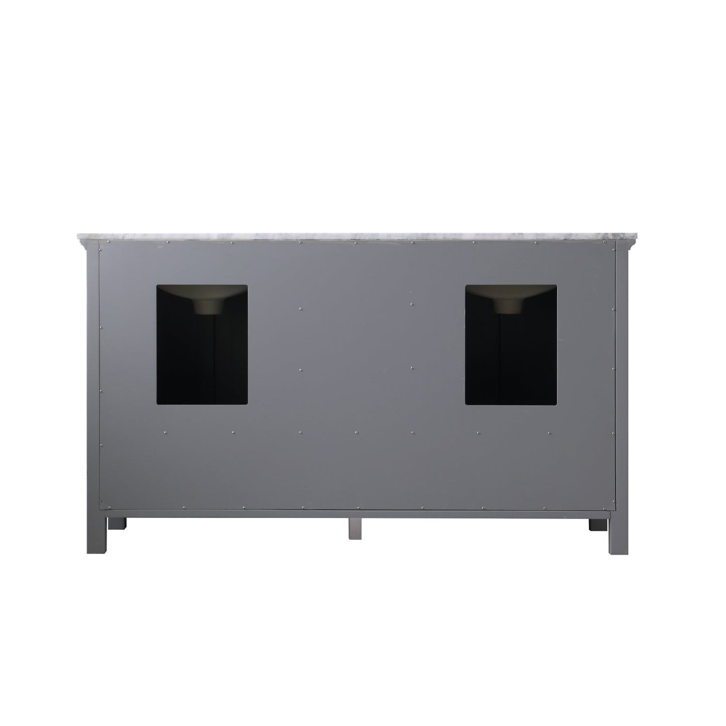 Isla 60" Double Bathroom Vanity Set in Gray and Carrara White Marble Countertop without Mirror
