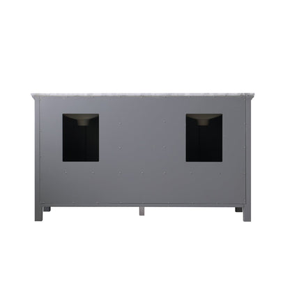 Isla 60" Double Bathroom Vanity Set in Gray and Carrara White Marble Countertop without Mirror